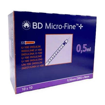 BD MicroFine + Plus 0.5ml U100 30G 8mm x 100